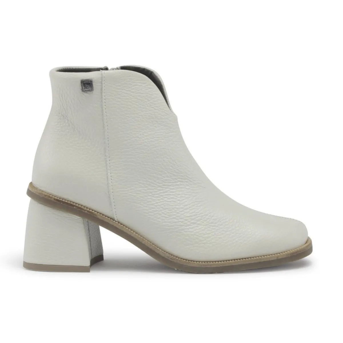 Bottines basses en cuir talon bottier - Blanc