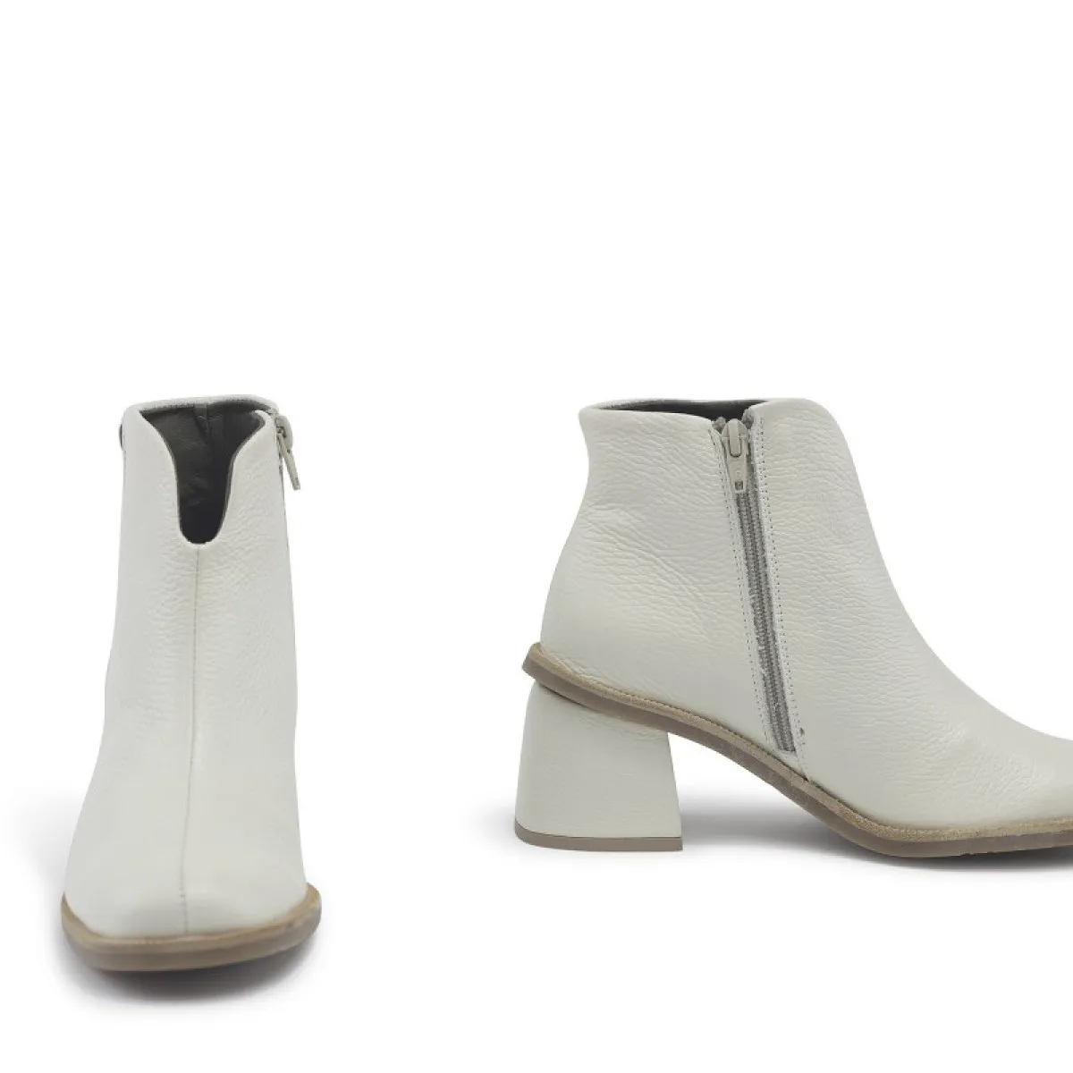 Bottines basses en cuir talon bottier - Blanc