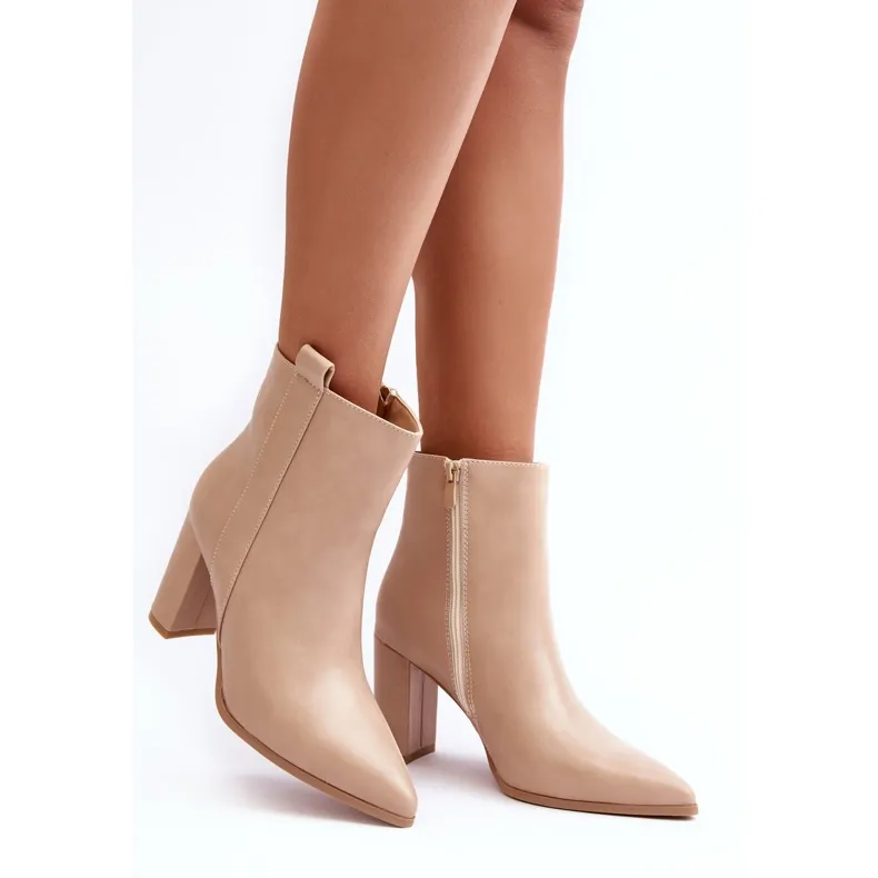 Bottines Cuir Femme Beige Vevine