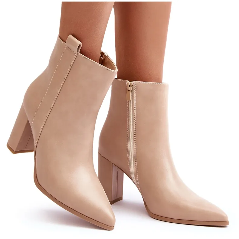 Bottines Cuir Femme Beige Vevine