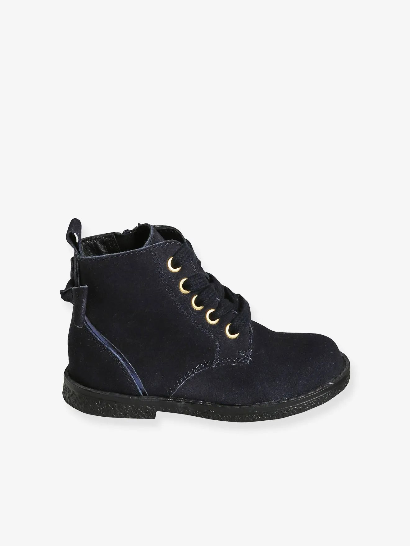 Bottines cuir fille collection maternelle bleu marine - Vertbaudet