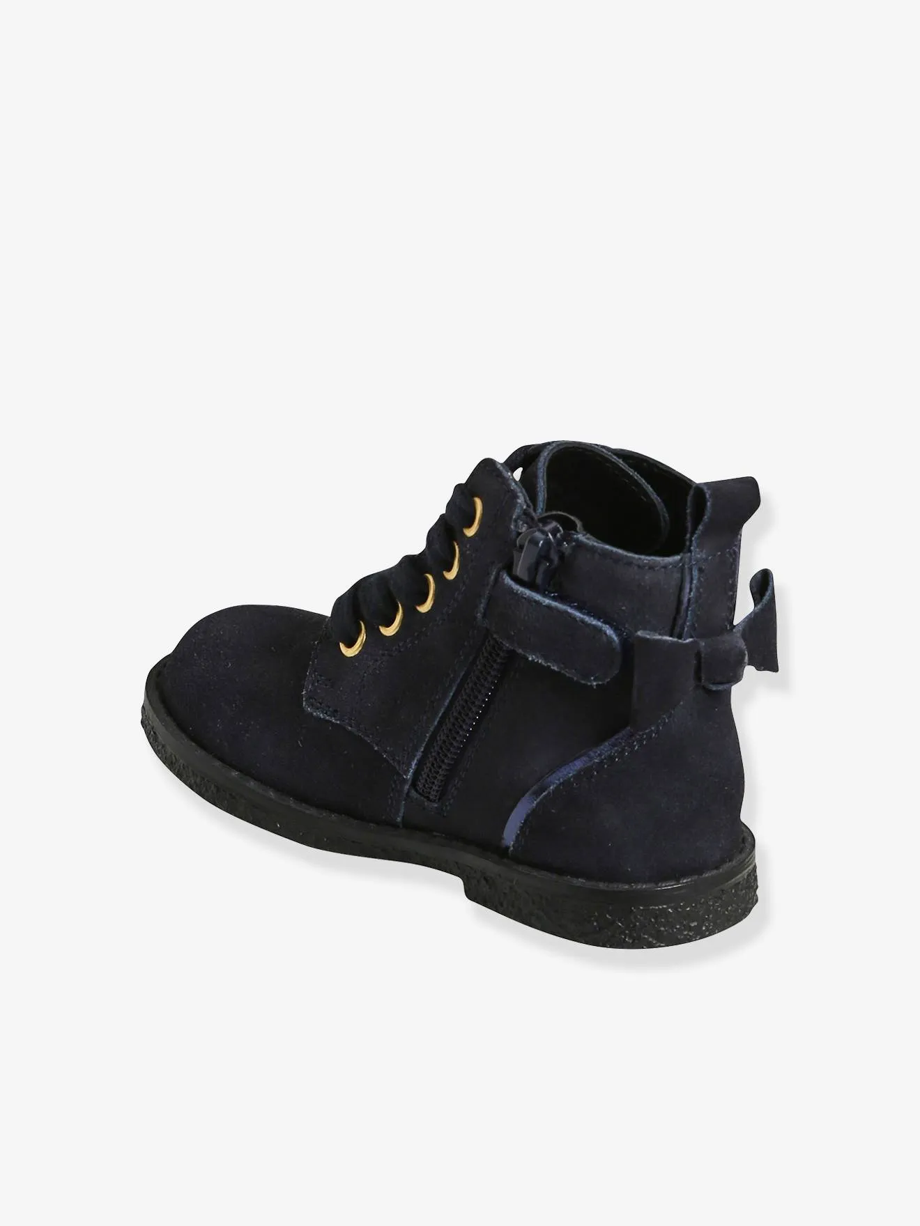 Bottines cuir fille collection maternelle bleu marine - Vertbaudet