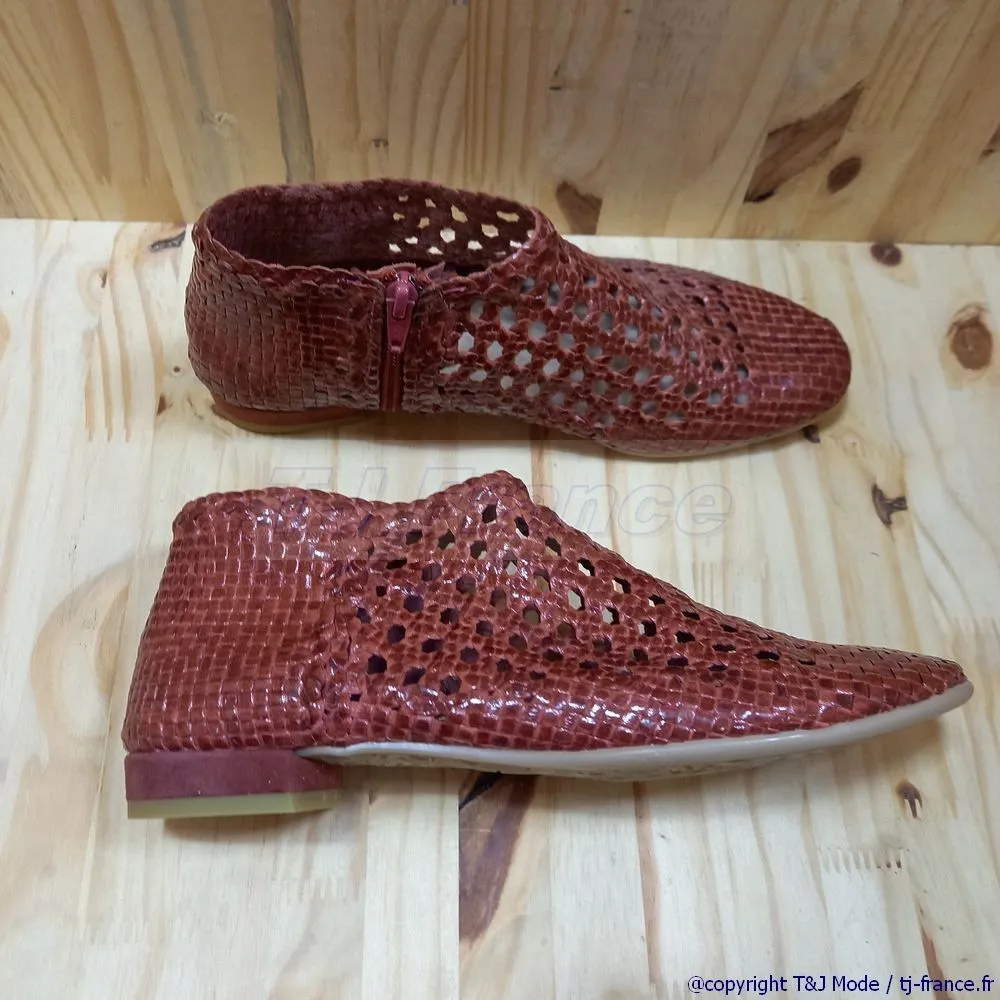 Bottines femmes en cuir tressé - Yves Desfarge JAGZIP