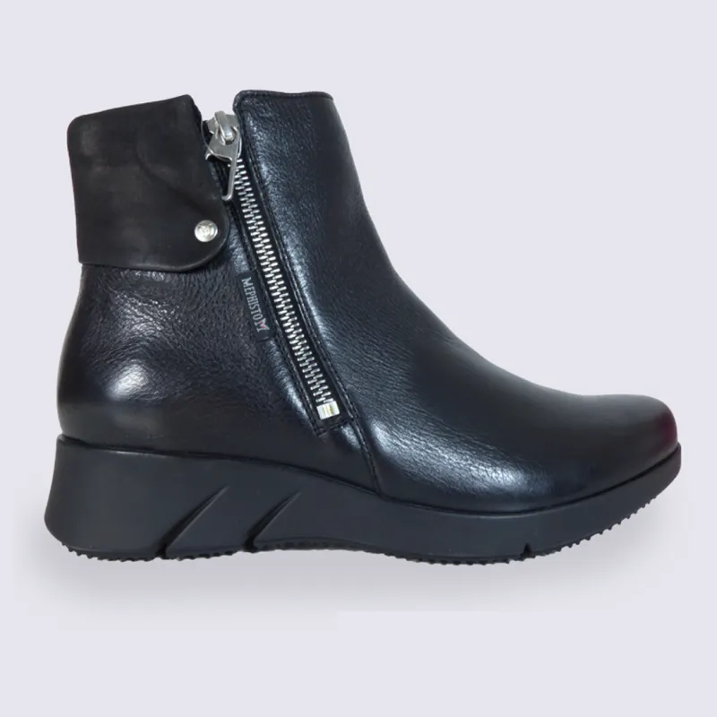 Bottines Mephisto, bottines à glissière femme en cuir noir | Igert Chaussure&Maroquinerie