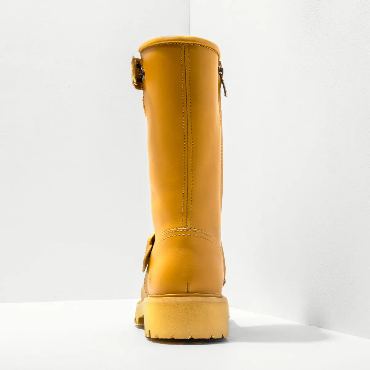 Bottines plates en cuir gras - Jaune