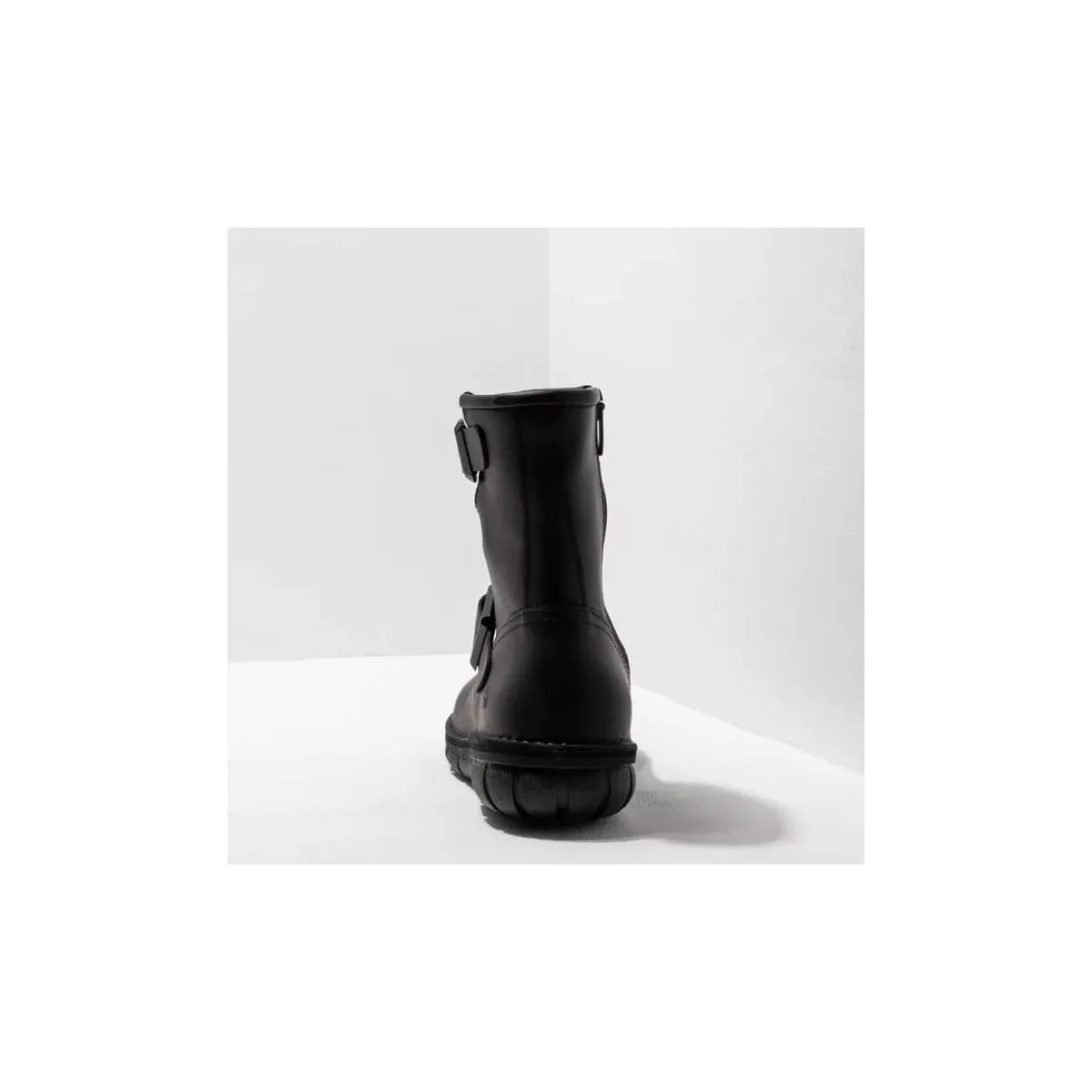 Bottines plates en cuir gras - Noir