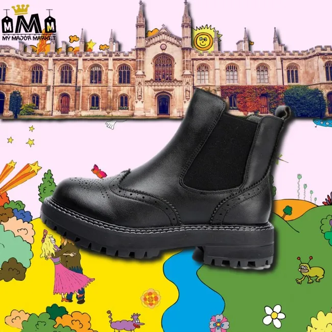 BOTTINES POUR FEMME - BROGUES EN PLATEFORME - 100 % CUIR