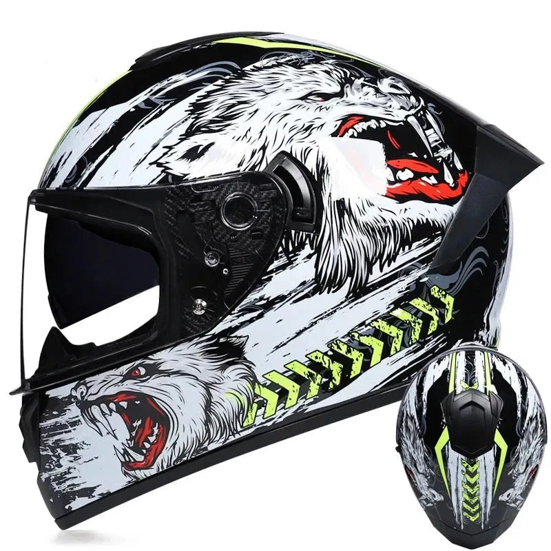 Casque de moto intégral course avec Double lentille Seef