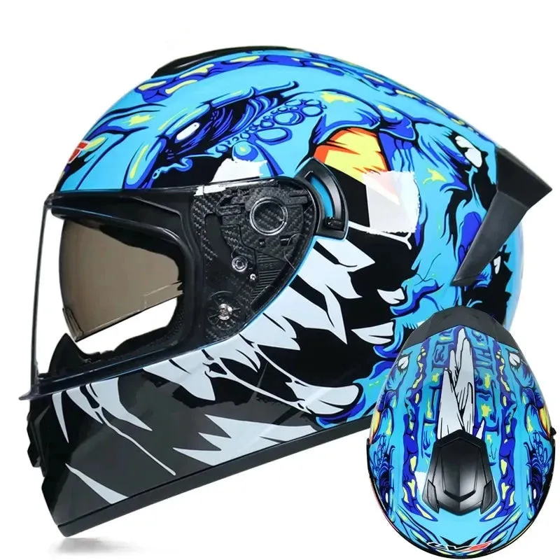 Casque de moto intégral course avec Double lentille Seef