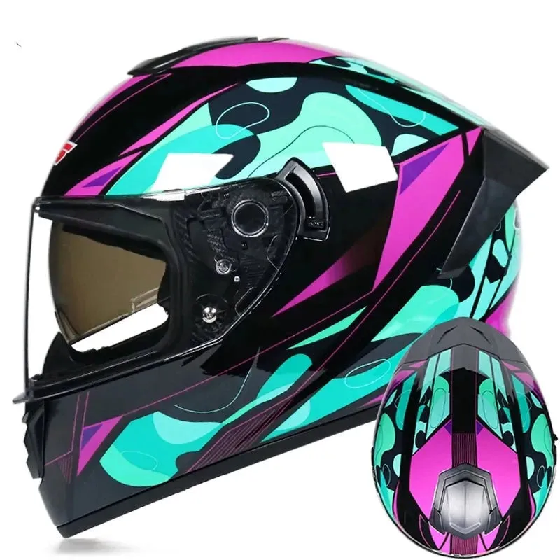 Casque de moto intégral course avec Double lentille Seef