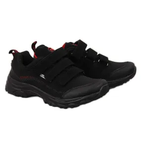 Chaussures de trekking avec velcro imperméables noires et rouges American Club le noir