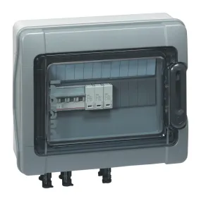 Coffret Plexo3 photovoltaïque IP65 pré équipée et pré câblé 3kWc DC pour 1 ou 2 chaînes 1 rangée de 12 modules (414003)