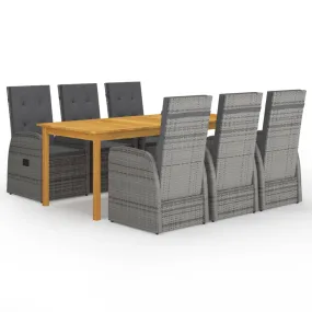 Ensemble de salle à manger de jardin meuble extérieur 7 pièces gris 02 