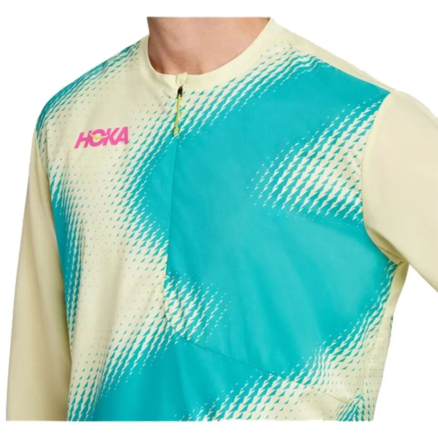 HOKA 1/2 Zip de running Wind Shell Femme Vert/Jaune - 1128269-LYGR