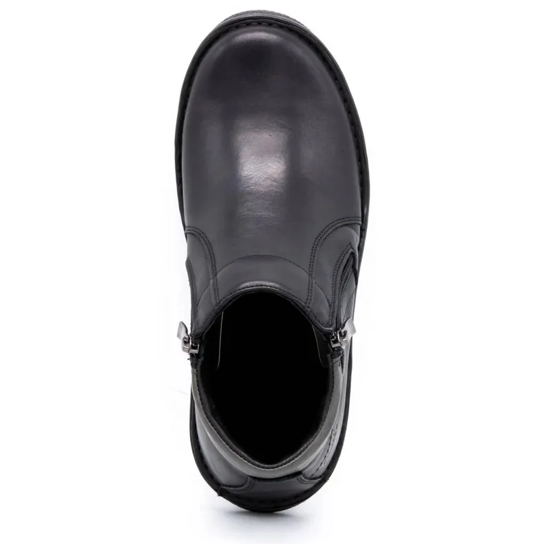 Kampol Chaussures homme bottines cuir 130KA noir le noir