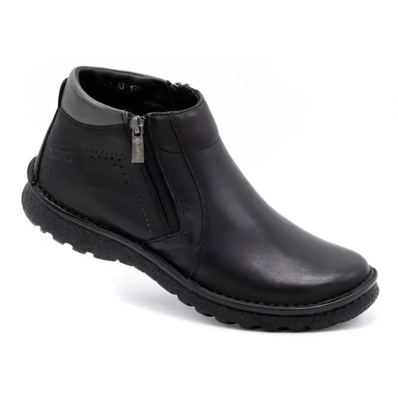 Kampol Chaussures homme bottines cuir 130KA noir le noir