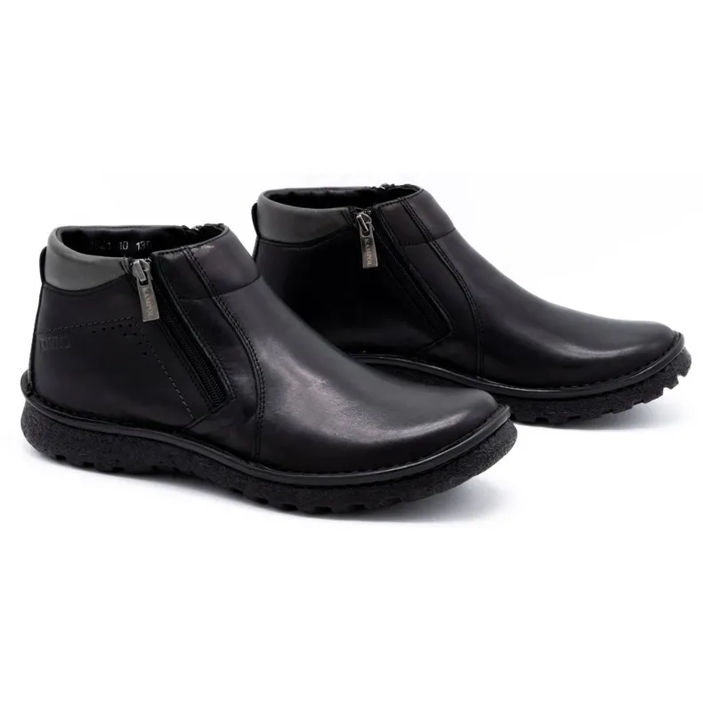 Kampol Chaussures homme bottines cuir 130KA noir le noir