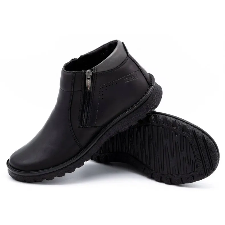 Kampol Chaussures homme bottines cuir 130KA noir le noir