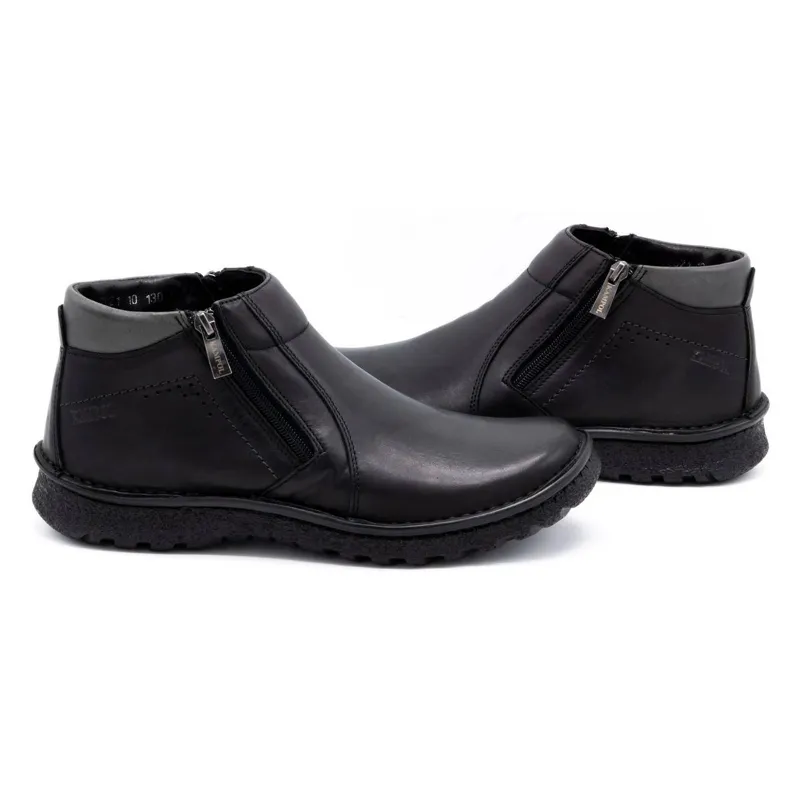 Kampol Chaussures homme bottines cuir 130KA noir le noir