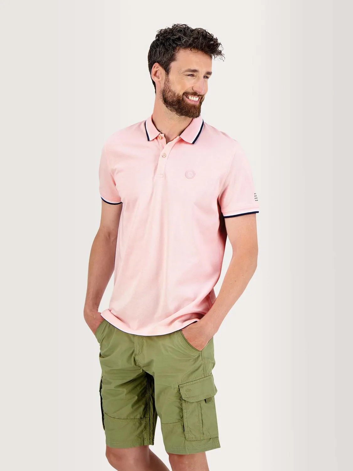 Polo Homme Manches Courtes Coton Biologique Rose Clair tbs