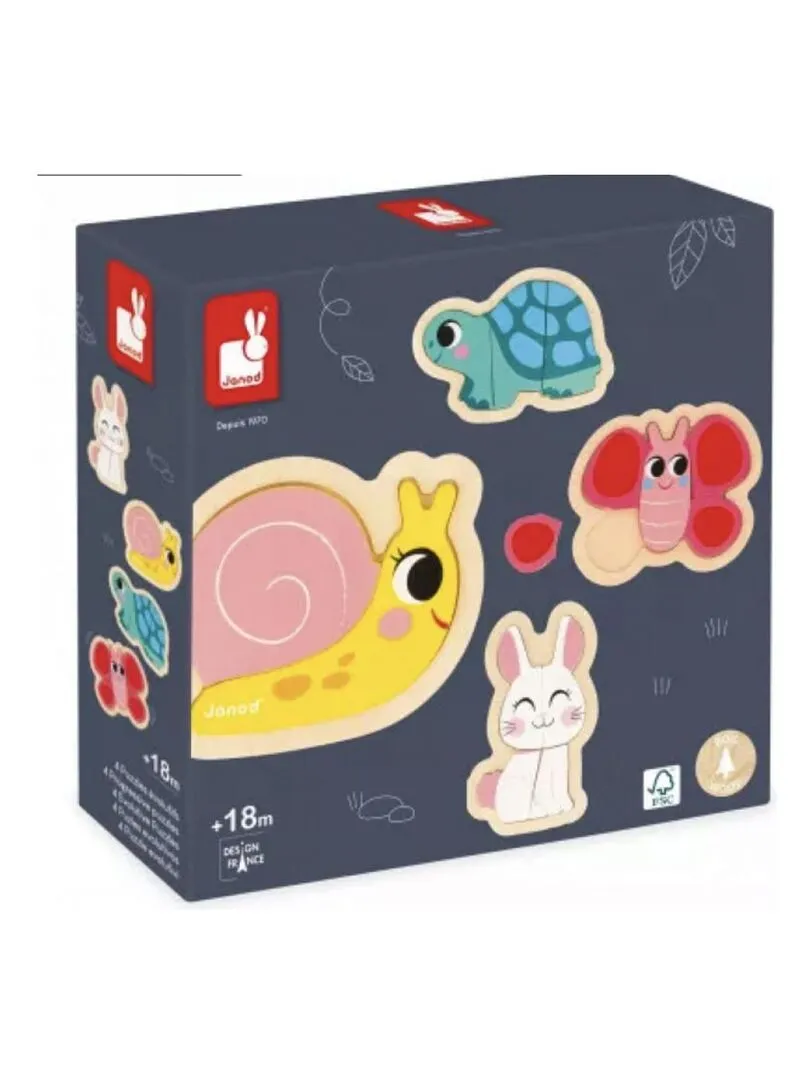 Puzzle evolutifs jardin 4 animaux - N/A