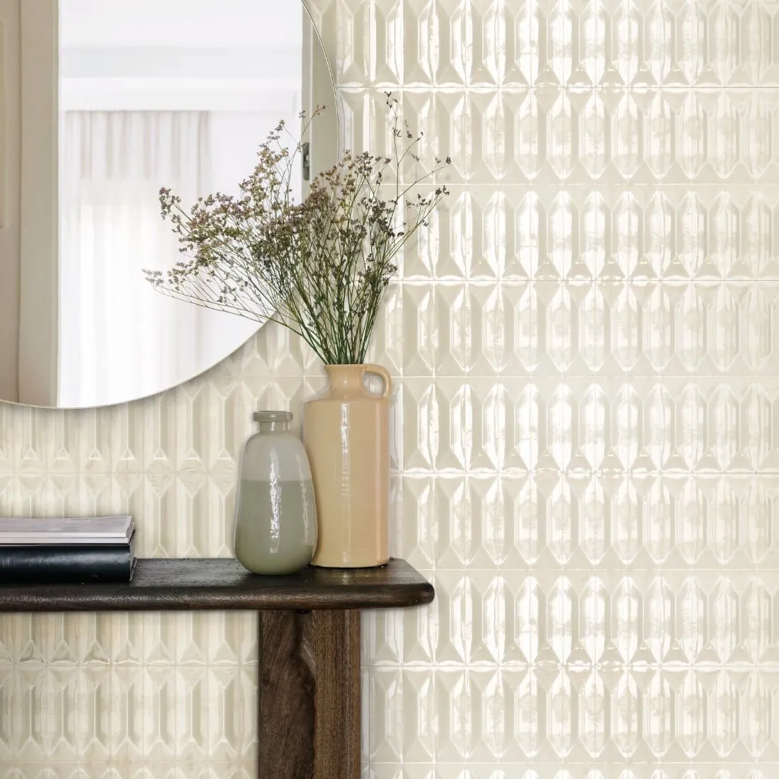 Ragno Lucida Struttura 3D Roof Cream Lux 30x90 cm RCRD | Revêtement mural imitation 3D 
