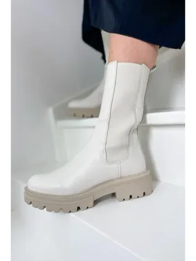 Reqins - Bottines DEVORA Cuir Grainé Blanc