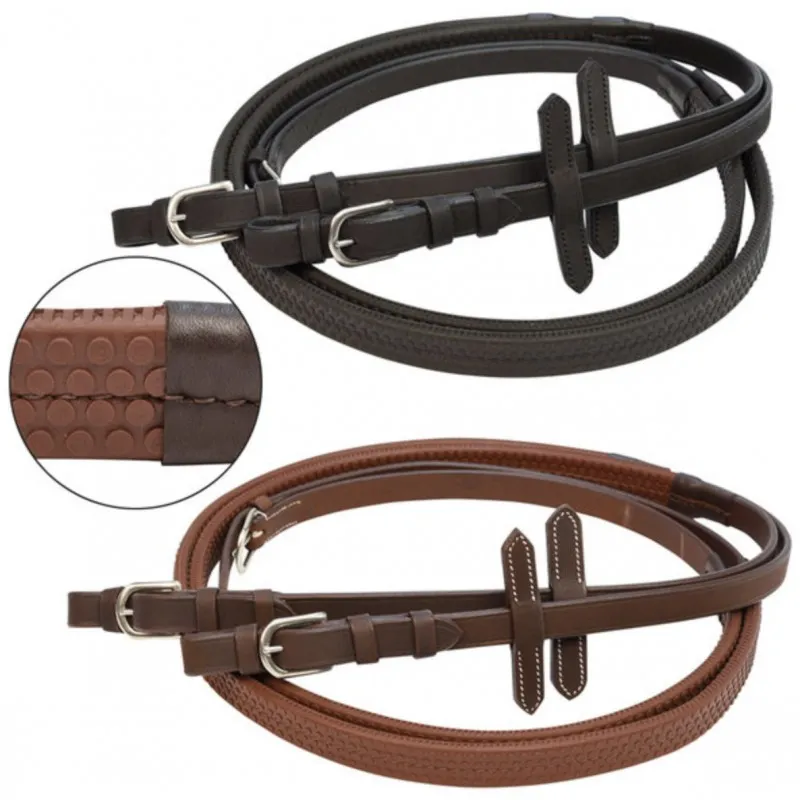 Rênes en caouchouc et en cuir buffle de 20 mm de large