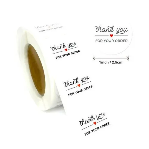 S11667732 pax 1 rouleau de 500 stickers ' thank you for your order' 25mm pour customisation boite cadeaux et scrapbook