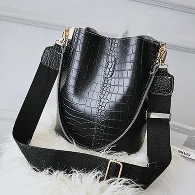 Sac à main Cabas Vintage Alligator Black