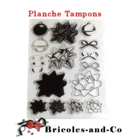 Tampon  nœud ruban  grelot design  ornement noël. planche 17 tampons clear.   n°5030